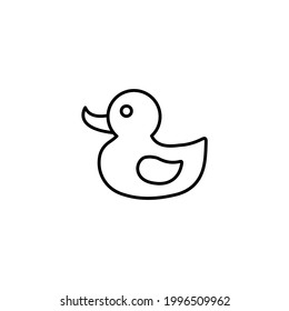 Duck toy icon vector outline symbol illustration. Rubber duck, ducky bath toy flat icon for apps and websites
