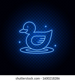 duck, toy neon icon. Blue neon vector icon. Transparent background.