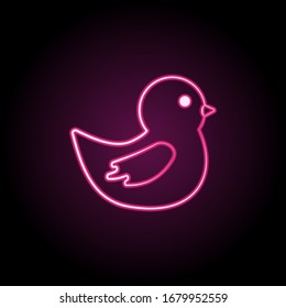 Duck toy neon icon. Simple thin line, outline vector of maternity icons for ui and ux, website or mobile application