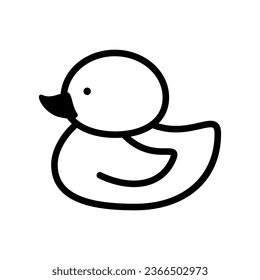 Duck toy outline. Fun rubber bird for childrens water and bath games with fun vector design