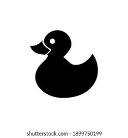 Duck toy silhouette black vector flat design. Bathroom rubber duck  vector black icon