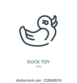 duck toy thin line icon. bear, childhood linear icons from toys concept isolated outline sign. Vector illustration symbol element for web design and apps.