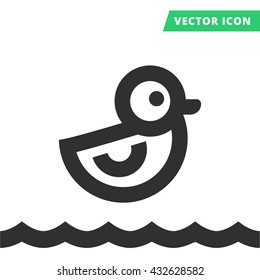 Duck toy vector icon, black silhouette rubber duck sign