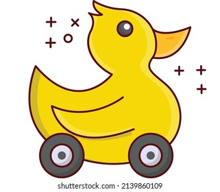 duck toy Vector illustration on a transparent background.Premium quality symmbols. vector line flat  icon for concept and graphic design.
