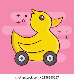 duck toy Vector illustration on a transparent background.Premium quality symmbols. vector line flat  icon for concept and graphic design.