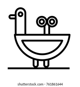 Duck toy vector outline icon