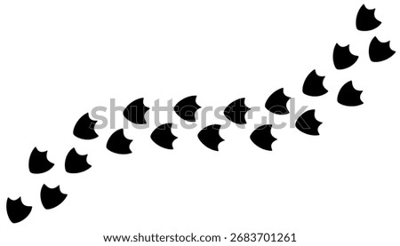 Duck trail, path print isolated, bird tracks footprints, animal tracks