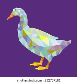 Duck triangle low polygon style. Nice and clean vector. Good use for your symbol, mascot, website icon, avatar, sticker, or any design you want. Easy to use.