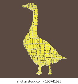 duck typography 3d text word art duck vector illustration word cloud 
