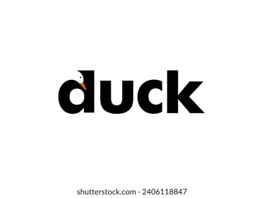 Duck Typography Lettering Letter Mark Logo Design