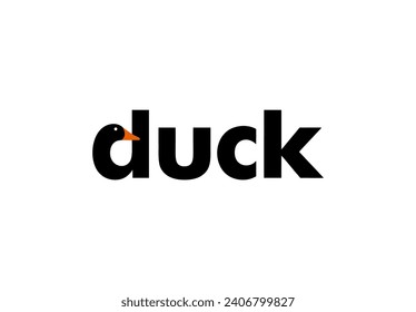 Duck Typography Lettering Letter Mark Logo Design