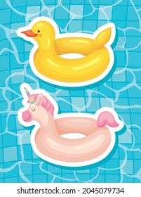 duck and unicorn floats icons
