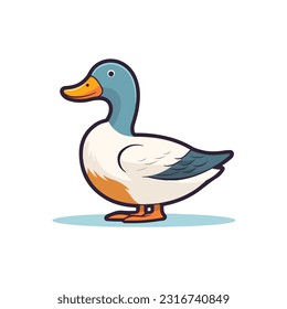 duck vector 2d flat color white background