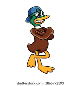 Duck vector cartoon illustration. Animal icon concept isolated in white background.