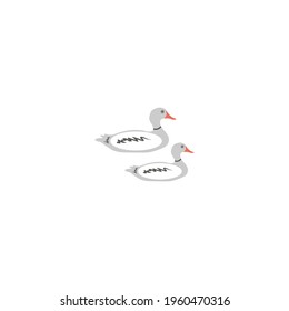 Duck vector cartoon illustration isolated on white background, Simple flat symbol, bird silhouette icon, decorative mammal sign for design zoo alphabet, travel advertising, protection of animals