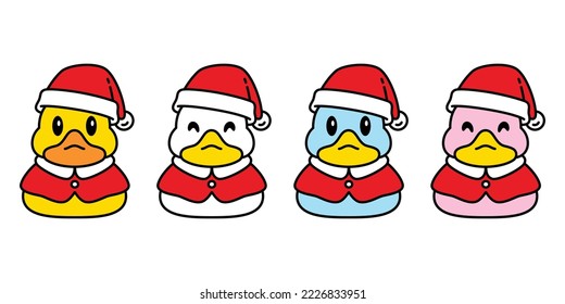 duck vector christmas icon santa claus hat rubber duck logo shower bathroom bird chicken character cartoon symbol doodle isolated illustration design