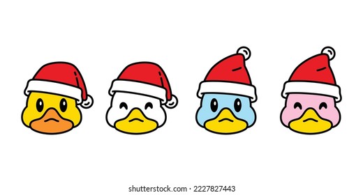 duck vector christmas icon santa claus hat rubber duck logo shower bathroom bird chicken cartoon character symbol doodle isolated illustration design