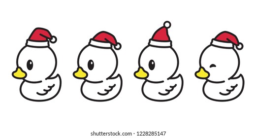 duck vector Christmas Santa Claus hat Xmas icon logo rubber duck character cartoon illustration