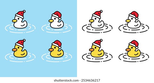 desenho animado personagem pato santa claus chapéu ilustração de natal