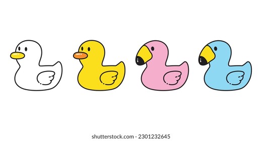 duck vector flamingo icon cartoon rubber duck logo shower bathroom bird chicken character symbol doodle isolated illustration design