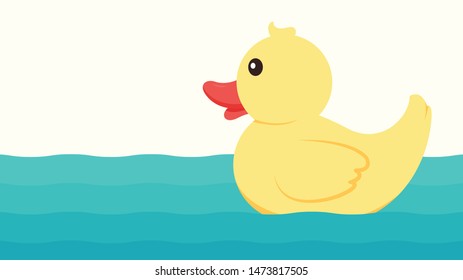 Duck vector. Floating duck vector. wallpaper. free space for text. blank. water wave vector.