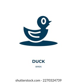duck vector icon. duck, bird, toy filled icons from flat birds concept. Isolated black glyph icon, vector illustration symbol element for web design and mobile apps