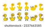 duck vector icon cartoon yellow rubber duck logo shower bathroom bird chicken character symbol doodle isolated illustration design