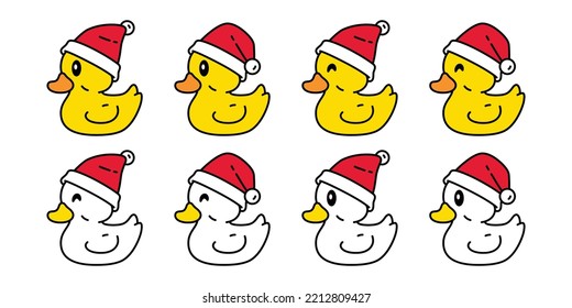 duck vector icon christmas santa claus hat rubber duck logo shower bathroom bird chicken character cartoon symbol doodle isolated illustration design