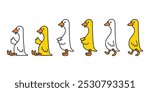 duck vector icon goose sitting walking cartoon logo character rubber duck bird chicken symbol doodle isolated illustration design