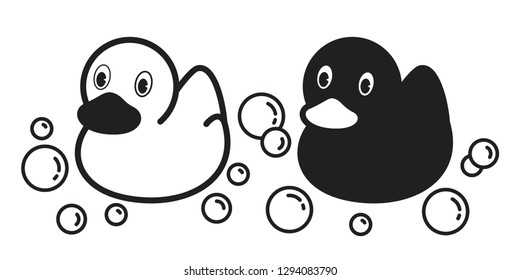 duck vector icon logo rubber duck bubble soap bath shower cartoon character illustration doodle