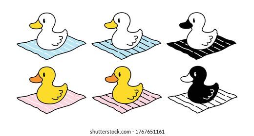 duck vector icon logo rubber duck bird farm cartoon character Beach towel illustration animal symbol doodle design