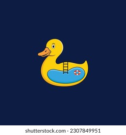 duck vector icon logo rubber duck swiming pool cartoon character illustration bird farm animal symbol doodle
