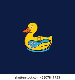 duck vector icon logo rubber duck swiming pool cartoon character illustration bird farm animal symbol doodle