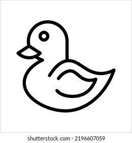 Duck vector icon. Rubber duck icon. ducky bath toy vector icon for apps and websites on white background