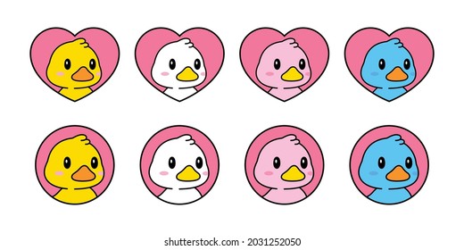 duck vector icon rubber duck heart valentine logo shower bathroom bird chicken character cartoon symbol doodle illustration design