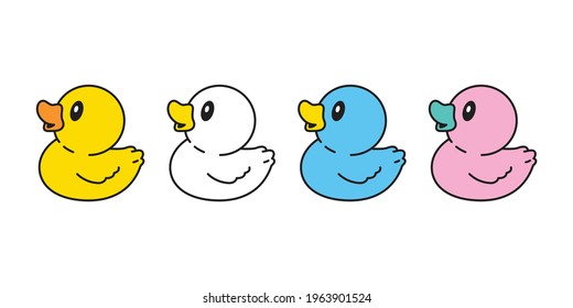 duck vector icon rubber duck logo bathroom shower bird chicken cartoon character symbol doodle illustration design