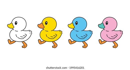 duck vector icon rubber duck logo walking bathroom shower bird chicken cartoon character symbol doodle illustration design