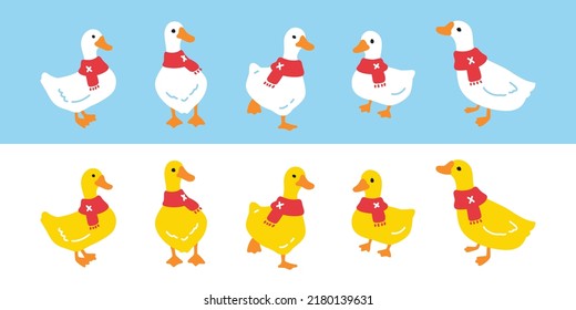 duck vector icon scarf bird goose rubber duck shower christmas logo bathroom chicken farm character cartoon symbol isolated doodle illustration design