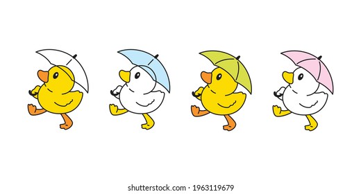 duck vector icon umbrella logo bird chicken cartoon character symbol doodle illustration design