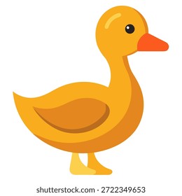 Duck vector illustration, clean flat design, smooth shapes, isolated on white background