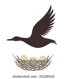 Duck vector illustration. Isolated duck on white background. EPS 10. Vector illustration