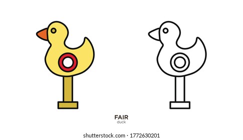 Duck vector illustration lineal color and filled design