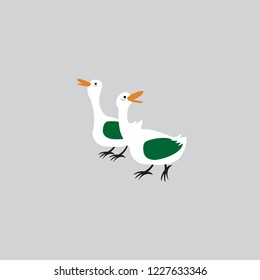Duck vector illustration on gray background