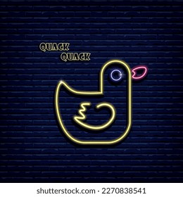 Duck vector image, neon, signboard, icon, logo
