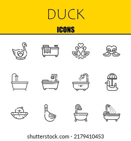 duck vector line icons set. swan, bathtub and swans Icons. Thin line design. Modern outline graphic elements, simple stroke symbols stock illustration
