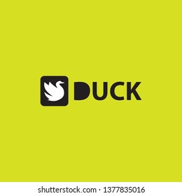 duck vector logo, with ducks in a flying and green background box. elegant, unique, modern, background.