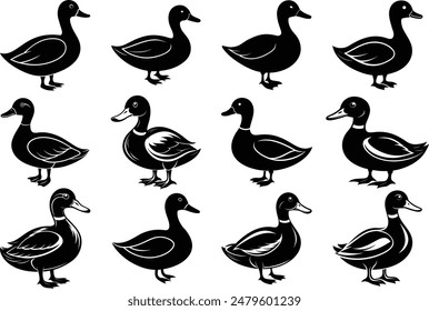 Duck vector silhouette vector art