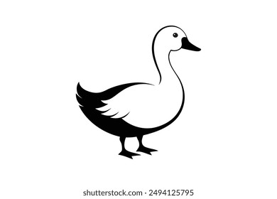 Duck vector and silhouette illustration