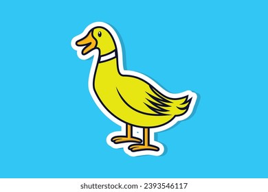 Duck vector sticker design illustration. Animal nature icon concept. colorful duck sticker design logo. 