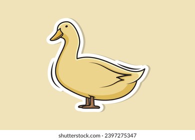 Duck vector sticker design illustration. Animal nature icon concept. colorful duck sticker design logo.